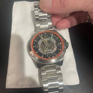 Silver and Orange Watch
